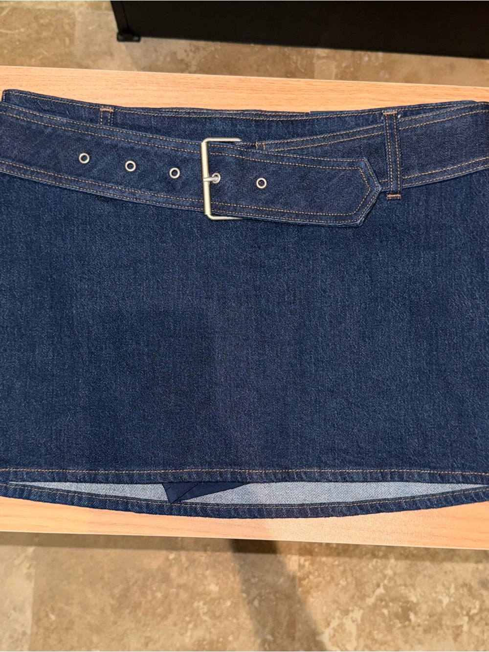 Abercrombie & Fitch Dark Blue Denim Mini Skirt with Belt - Picture 1 of 5